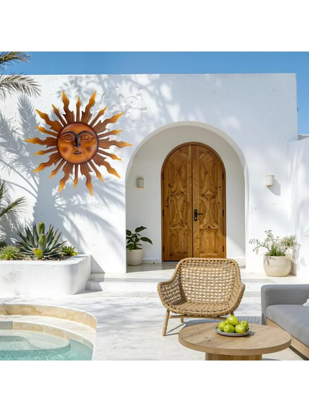 27-Inch Decorative Sun Metal Wall Art - Unique Home Decor for Living Room